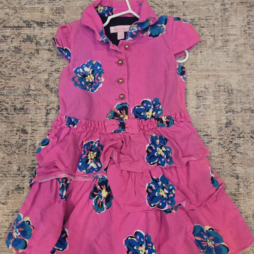 Lilly Pulitzer Pink Sundress with Flutter Sleeves and Polo Collar